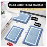 OLANLY Bathroom Rugs 24x16, Extra Soft and Absorbent Microfiber Bath Mat, Non-Slip, Machine Washable, Quick Dry Shaggy Bath Carpet, Suitable for Bathroom Floor, Tub, Shower (Small, Blue)