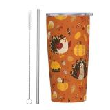 Thanksgiving Turkey 20oz Insulated Stainless Steel Tumbler With Lids And Straws Stainless Steel Double Wall Vacuum Insulated Travel Coffee Mug Leak-Proof Lid & Flip Lid For Hot And Cold Drinks