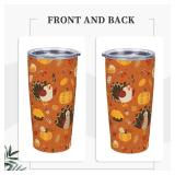 Thanksgiving Turkey 20oz Insulated Stainless Steel Tumbler With Lids And Straws Stainless Steel Double Wall Vacuum Insulated Travel Coffee Mug Leak-Proof Lid & Flip Lid For Hot And Cold Drinks