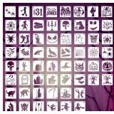 60 Pcs Halloween Stencils 3 x 3 Inch, Reusable Pumpkin Ghost Spider Web Painting Templates, DIY Craft Stencil Set for Wood Wall Door Home Decor Ornaments