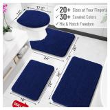 OLANLY Bathroom Rugs 24x16, Extra Soft Absorbent Chenille Bath Rugs, Rubber Backing Quick Dry, Machine Washable Bath Mats for Bathroom Floor, Tub and Shower, Home Decor Accessories, Navy