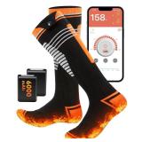 Heated Socks - 6000mAh Rechargeable Heated Socks for Men Women - Up to 10 Hours - APP-Controlled Electric Socks - 4 Heating Settings - Washable Winter Foot Warmer Socks