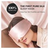 LitBear Silk Sleep Mask for Side Sleeper, Eye Mask Sleeping for Women Men 100% 22 Momme Pure Mulberry Silk, Face-Hugging Padded Eye Cover for Sleeping with Adjustable Band (Pink)