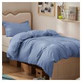 Bedsure Duvet Cover Twin/Twin XL Size - Soft Double Brushed Bedding Set for Kids & Adults, Zipper Closure, 2 Pieces, Includes 1 Duvet Cover (68\"x90\") & 1 Pillow Sham, NO Comforter, Slate Blue