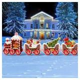 Christmas train decorations for yard with poles