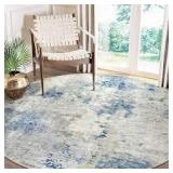 Gray and blue carpet 6 ft round