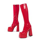 wetkiss Red Patent Platform Knee High Boots Women Red Women