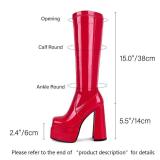 wetkiss Red Patent Platform Knee High Boots Women Red Women