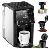 AIRMSEN Grind & Brew Coffee Maker with Grinder - Single Serve Machine Compatible with K-Cup Pods & Ground, 1000W Fast 6-14oz Brewer, Descaling Alert, Touchscreen & 50oz Removable Tank