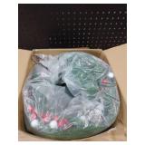 6.56FT Christmas Norfolk Pine Garland 40LED Bright Ball Lights with Red Berries Snowy Pincones Real Touch Green Pine Garlands for Mantle Table Stairs Fireplace Indoor Outdoor Home Christmas Decoration