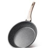 CAROTE Non Stick Frying Pan Skillet, Omelet Pan, Healthy Non Toxic Granite Chef Pan, Induction Compatible Egg Frying Pan with Heat-Resistant Handle, PFOA-Free,Black, 12\"