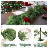 2PCS 9FT Christmas Cedar Garland Artificial Realistic Green Faux Real Touch Winter Pine Garland for Mantle Fireplace Wall Table Indoor Outdoor Decoraiton