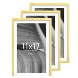 An&He 11x17 Picture Frame, Gold Photo Frame for Tabletop and Wall Display, Minimalist Design, Set of 3