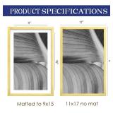 An&He 11x17 Picture Frame, Gold Photo Frame for Tabletop and Wall Display, Minimalist Design, Set of 3