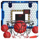 Indoor Basketball Hoop for Kids, Over The Door Mini Basketball Hoop Set with LED Lights, Scoreboard, 4 Balls & Sound Effects - Indoor Toys Gift for Boys & Girls Ages 3-12 for Birthday & Christmas