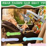 TOYMNI Car Seat Toys for 6-12 Months - Musical Pedal Piano with Baby Mirror, Squeaky Sensory Soft Animal Toys for Rear Facing Carseats