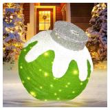 BRIGHTDECK Outdoor Christmas Ornaments, Lighted Pop-Up Outdoor Holiday Ball Decoration with 80 LED Lights, 8 Light Modes, Lighted Collapsible Holiday Decorations for Yard, Home (Green)