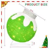 BRIGHTDECK Outdoor Christmas Ornaments, Lighted Pop-Up Outdoor Holiday Ball Decoration with 80 LED Lights, 8 Light Modes, Lighted Collapsible Holiday Decorations for Yard, Home (Green)