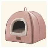 Cat Bed for Indoor Cats - Cat House Cats Tent with Removable Washable Cushioned Pillow, Soft and Self Kitten beds,for Small and Medium Pet Bed, Pink