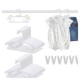80 Pack Baby Clothes Hangers with 32 Clips, 11-15 inch Adjustable Kid Hanger, Multifunctional Children Hanger for Girl Boy Toddler Kids Child(White)