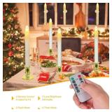 Koncifun Window Candles 12 Pack Battery Operated Candle with 2 Remote Controls Timer Flameless Taper Candles Removable Golden Holder and Suction Cup for Christmas Decorations