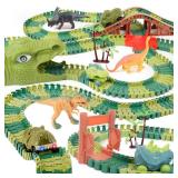 GIAT Dinosaur Track Toys - Best Birthday Gifts for 3 4 5 6 7 Year Old Boys Girls, Dinosaur Race Car Track with Light & Sound, Create A Dinosaur World Road Race