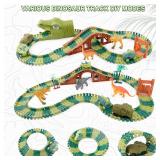 GIAT Dinosaur Track Toys - Best Birthday Gifts for 3 4 5 6 7 Year Old Boys Girls, Dinosaur Race Car Track with Light & Sound, Create A Dinosaur World Road Race