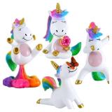 Mood Lab Miniature Unicorn Figurines Set - Funny Mini Statue Kit of 4 pcs - Unicorn Fairy Garden Accessories