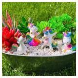 Mood Lab Miniature Unicorn Figurines Set - Funny Mini Statue Kit of 4 pcs - Unicorn Fairy Garden Accessories