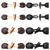 8 Sets PU Leather Sew-on Toggles Closures Vintage Sew-on Toggles with Resin Horn Buttons Sewing Accessories for Knitwear, Windbreaker, Padded Jacket, Down Jacket, Woolen Coat, Black and Brown