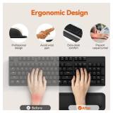TECKNET Wrist Rest for Computer Keyboard, Thicken Memory Foam Wrist Support Pad for Keyboard, Ergonomic Palm Rest for Pain Relief, Anti-Slip Rubber Base, 17x3.3 in, 1 inch (25mm), Black
