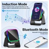 Wireless Induction Speaker 5-in-1 Bluetooth Speaker with Phone Stand,Stereo Sound, 3500mAh Rechargeable, 8 RGB Ambient Light, 360Â° Adjustable Holder for iPhone/Android/iPad,Gifts for Men Women (Bla