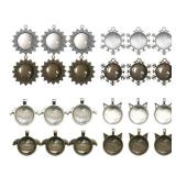 58 PCS Pendant Tray Kit, Seasonsky Pendant Trays Sun, Wing, Cat, Snowflakes with Glass Cabochon Blanks Clear Dome, 10 PCS Pendant Buckle for Photo Pendant Craft