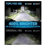 TOPLYGS D2S HID Xenon Headlight Bulb Fit for Lexus RX330 RX350 RX400H(Low Beam) 2004-2009 LS430 ES RX330 2005 2006, 8000K White Blue, High Low Beam Xenon Lights Replacement, Pack of 2
