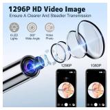 Ear Wax Removal, Ear Cleaner with Camera, Ears Wax Removal Kit with 1296P HD Ear Otoscope with 6 LED Lights, Earwax Removal Tool for iPhone, iPad & Android Smart Phones (Black, Standard)