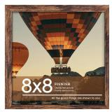 Fisnish 8x8 Picture Frame, Wall Hanging Square Gallery Photo Frame or Tabletop Display Frame, Brown