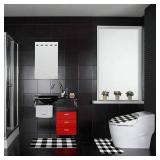 ZHIMI Bathroom Rugs Mats Set 3 Piece Non Slip Bath Rugs ï»¿Plaid Pattern White Black Mats Absorbent Shower Rug Soft Toilet Floor Carpet Doormat Machine Washable