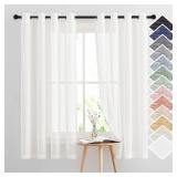 NICETOWN Linen Sheer Curtains Flax Textured, Grommet Top Casual 63\" Long Thick Semitransparent Flax Sheer Window Treatment for Loft/Apartment, Ivory, 1 Panel = 52\" W, Sold by 2 Panels