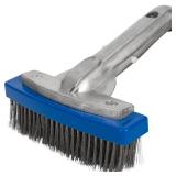 BlueStars Heavy Duty 5in Swimming Pool Brush with Stainless Steel Bristle Wire and Aluminium Handle 5\" - Suitable for Tackling Stubborn Stains on Walls, Tiles, Floors, Steps, and Corners