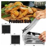 Azooken French Fry Cutter, 2-blade Potato Slicer No-Slip Suction Base Stainless Steel French Fry Cutter with 1 Peeler, Perfect for Potatoes, French Fries, Cucumber,Vegetables Carrot
