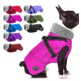 Doglay Dog Coat with Harness, Reflective Warm Dog Jacket Waterproof Puppy Winter Coat for Cold Weather, Adjustable Fleece Jacket for Small Medium Large Dogs