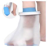 Waterproof Foot Cover for Shower Adult, Foot Cast Covers with Non-Slip Padding Bottom, Watertight Ankle Foot Cast Protector for Surgery Bandage Dressing Wound, Reusable