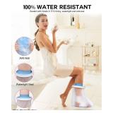 Waterproof Foot Cover for Shower Adult, Foot Cast Covers with Non-Slip Padding Bottom, Watertight Ankle Foot Cast Protector for Surgery Bandage Dressing Wound, Reusable