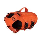 ICEFANG GN3 Tactical Dog Harness with 6X Buckle,Dog Molle Vest with Handle,3/4 Body, Hook and Loop Panel for ID Patch,No Pulling Front Clip (S (Neck 14\"-18\"; Chest 22\"-27\"), Safety Orange)