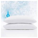 Serta Power Chill Cooling Pillow Protectors, Stain Resistant and Zippered Pillow Protector, Protects Pillow from Dust and Dirt (2 Pack), Standard/Queen, White