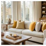 MIULEE 24x24 Inch Euro Sham Velvet Pillow Covers, Set of 2 Large Square Spring Decorative Pillows -Mustard Yellow Super Soft for King Bed, Sofa, Couch, Accent Chairs with Hidden Zipper