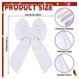 Canlierr 6 Pcs Knitted Large White Christmas Bows 18in Big Crochet Christmas Tree Bow Neutral Ribbon Bow Hanging for Tree Topper Winter Party Wreath Garland Fireplace Holiday Decorations