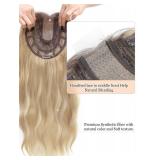 PANEWAY Hair Toppers For Women 20inch Long Wavy Curly Hair Topper Ombre Blonde With Dark Root Clip In Synthetic Wiglets Hair Pieces For Women