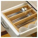 Small Silverware Drawer Organizer Kitchen Utensils Trays For Drawer Bamboo Cutlery Tray Skinny Flatware Organizer Narrow Spoon Fork Cutlery Holder Drawer Flatware Trays Slim Silverware Organizers
