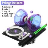 Bodyrhythm 5 Bearings Chinese Diabolo Yoyo Set with Fiberglass Sticks, Adjustable Strings for All Ages - Best for Fitness and Tricks (Purple)